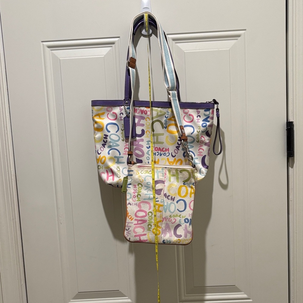 Fun multicolor Coach Poppy set Small tote with matching crossbody